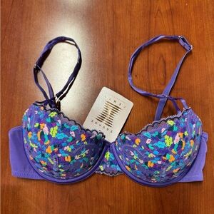 New Savage X Fenty Bra Size 32 C Purple Multi  Color Confetti Underwire Cups